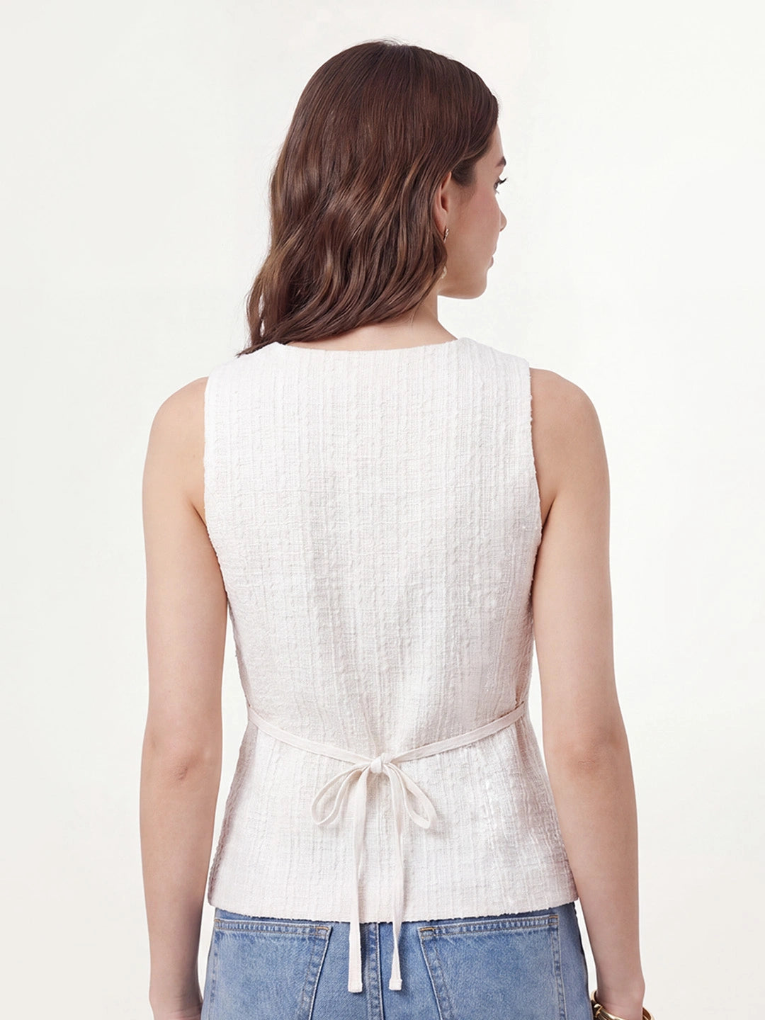 Square Neck Button Slim Vest