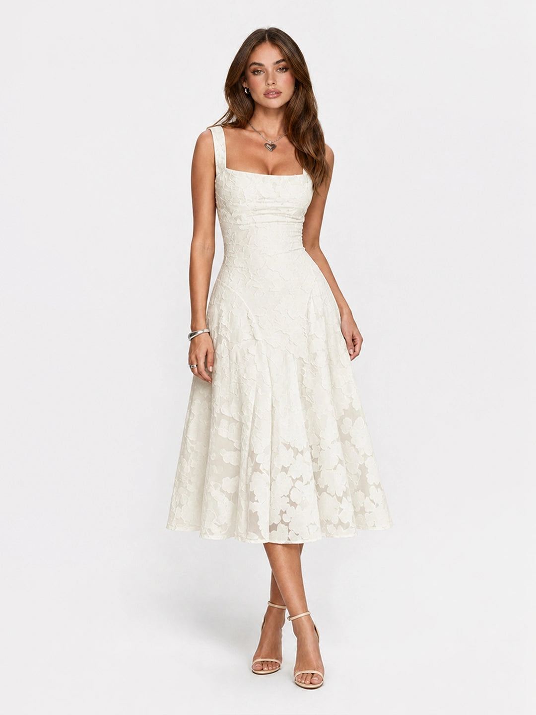 Square Neck Floral Lace Dress Main image