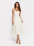 Square Neck Floral Lace Dress