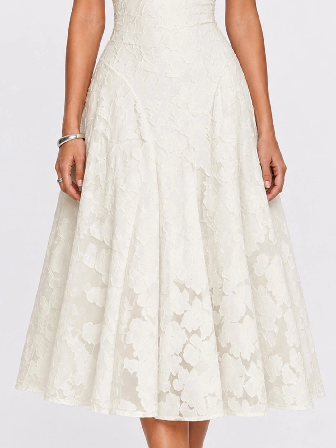Square Neck Floral Lace Dress