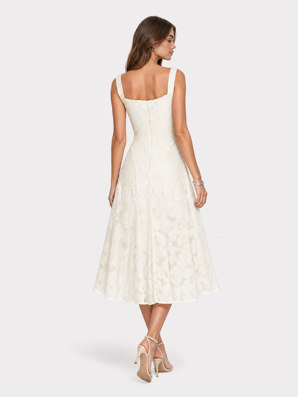 Square Neck Floral Lace Dress