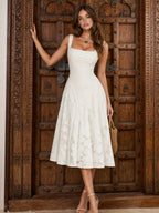 Square Neck Floral Lace Dress