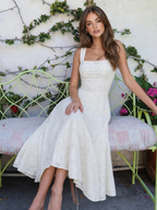 Square Neck Floral Lace Dress