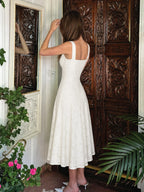 Square Neck Floral Lace Dress