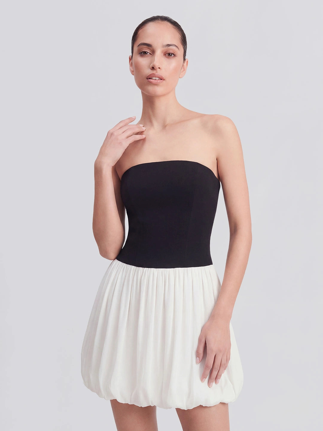 Strapless Contrast Bustier Mini Dress