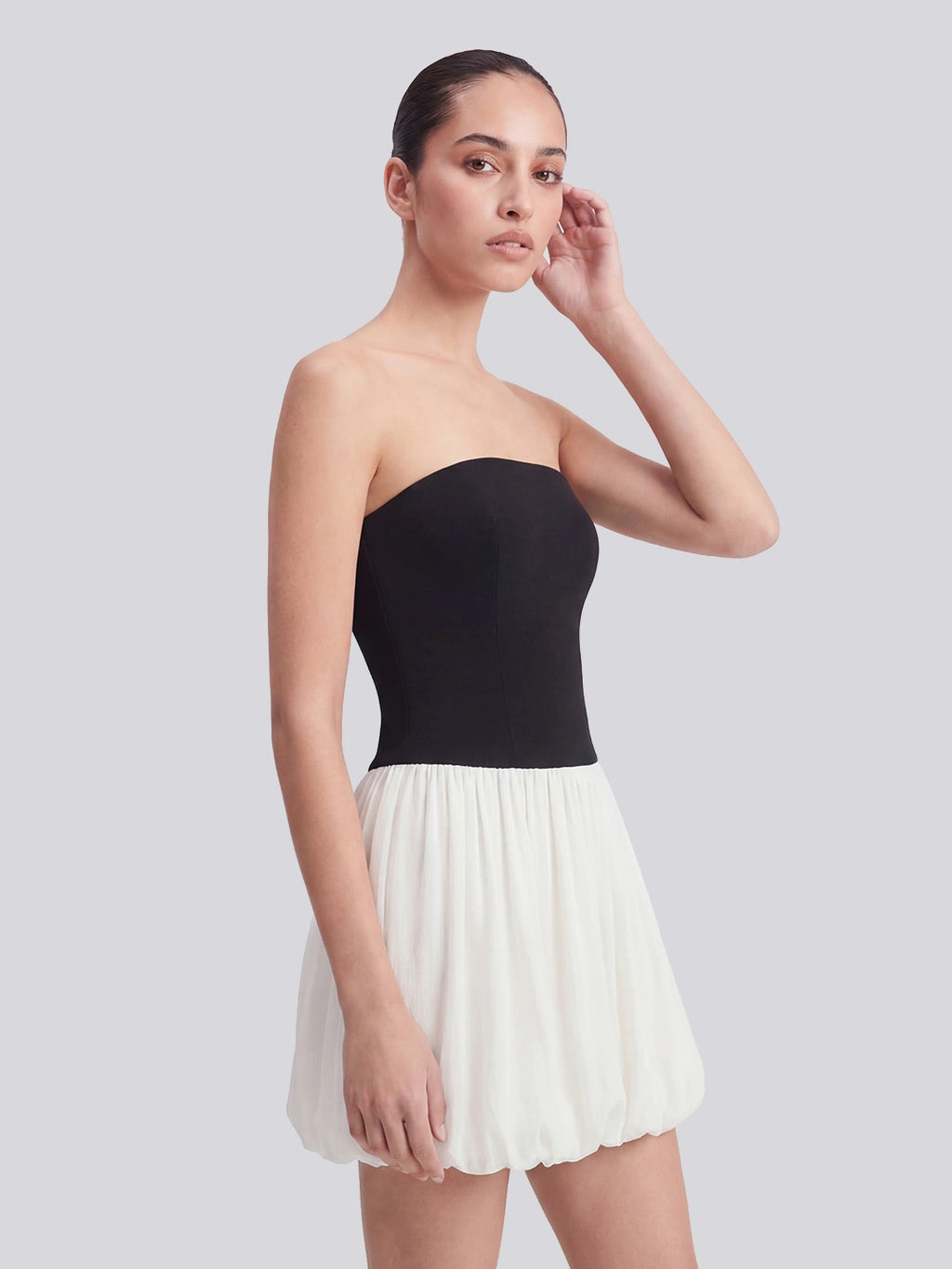 Strapless Contrast Bustier Mini Dress