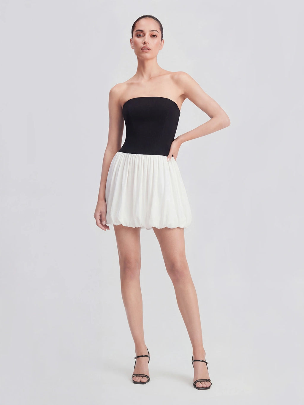 Strapless Contrast Bustier Mini Dress