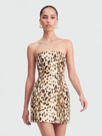 Strapless Leopard Print Hourglass Mini Dress