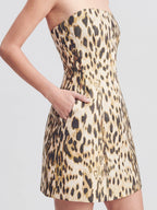 Strapless Leopard Print Hourglass Mini Dress