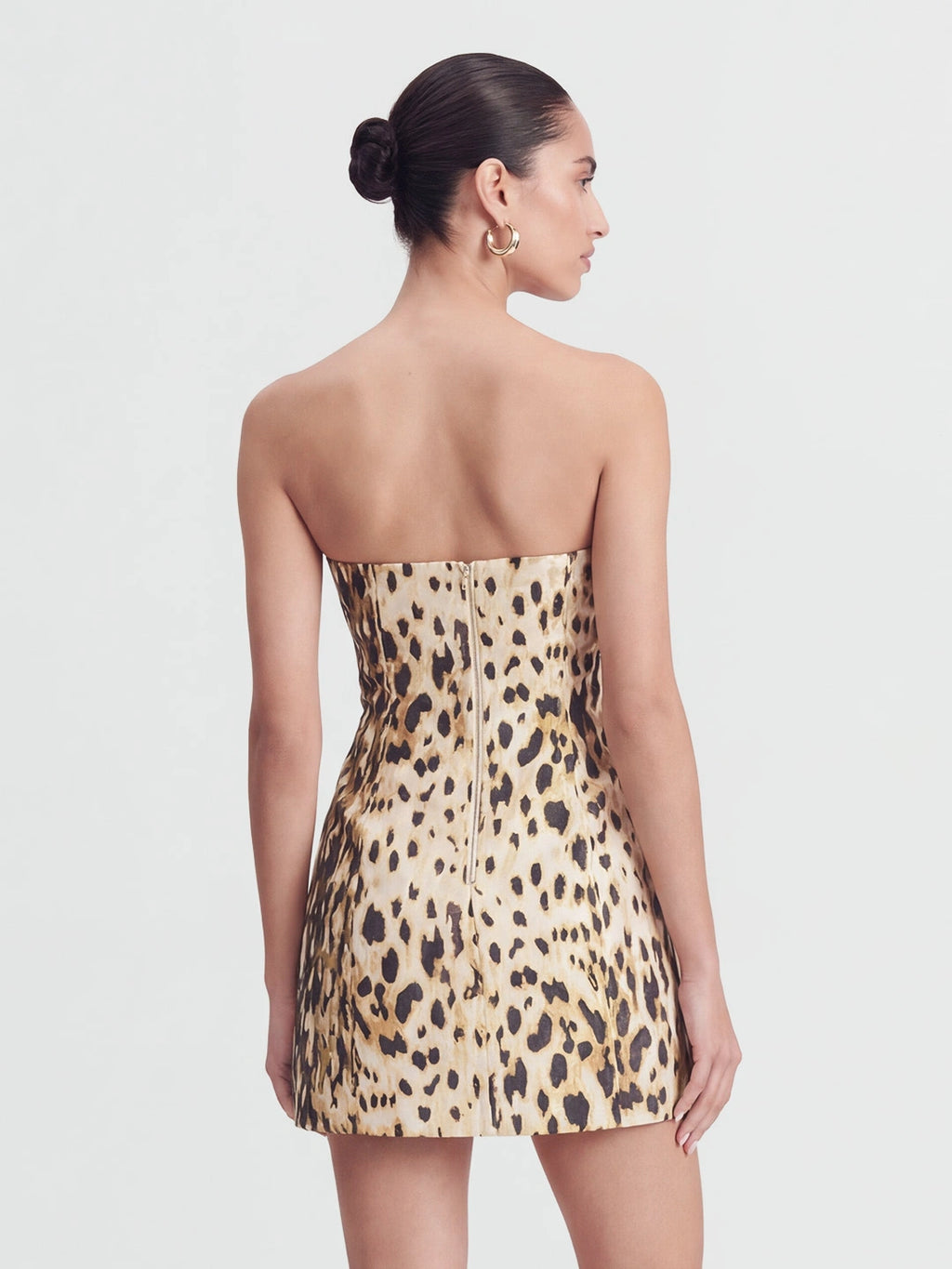 Strapless Leopard Print Hourglass Mini Dress