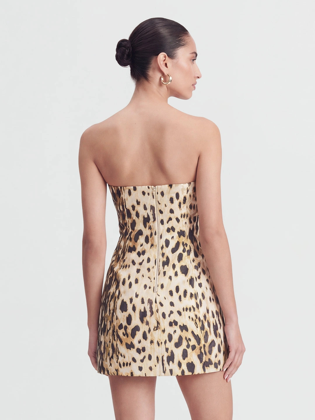 Strapless Leopard Print Hourglass Mini Dress