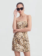 Strapless Leopard Print Hourglass Mini Dress