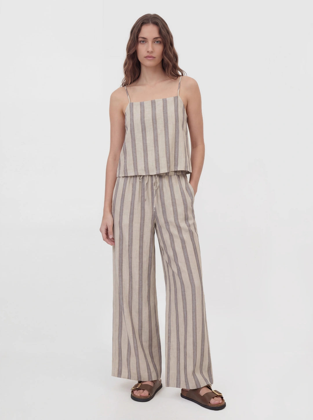 Stripe Linen Cami Wide Leg Set