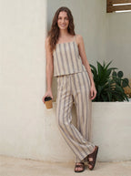 Stripe Linen Cami Wide Leg Set