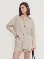 Stripe Shirt and Shorts Two-Piece Set