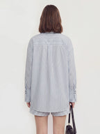 Stripe Shirt and Shorts Two-Piece Set