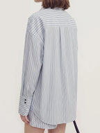 Stripe Shirt and Shorts Two-Piece Set