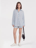 Stripe Shirt and Shorts Two-Piece Set