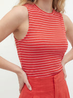 Red Stripe Knit Sweater Vest