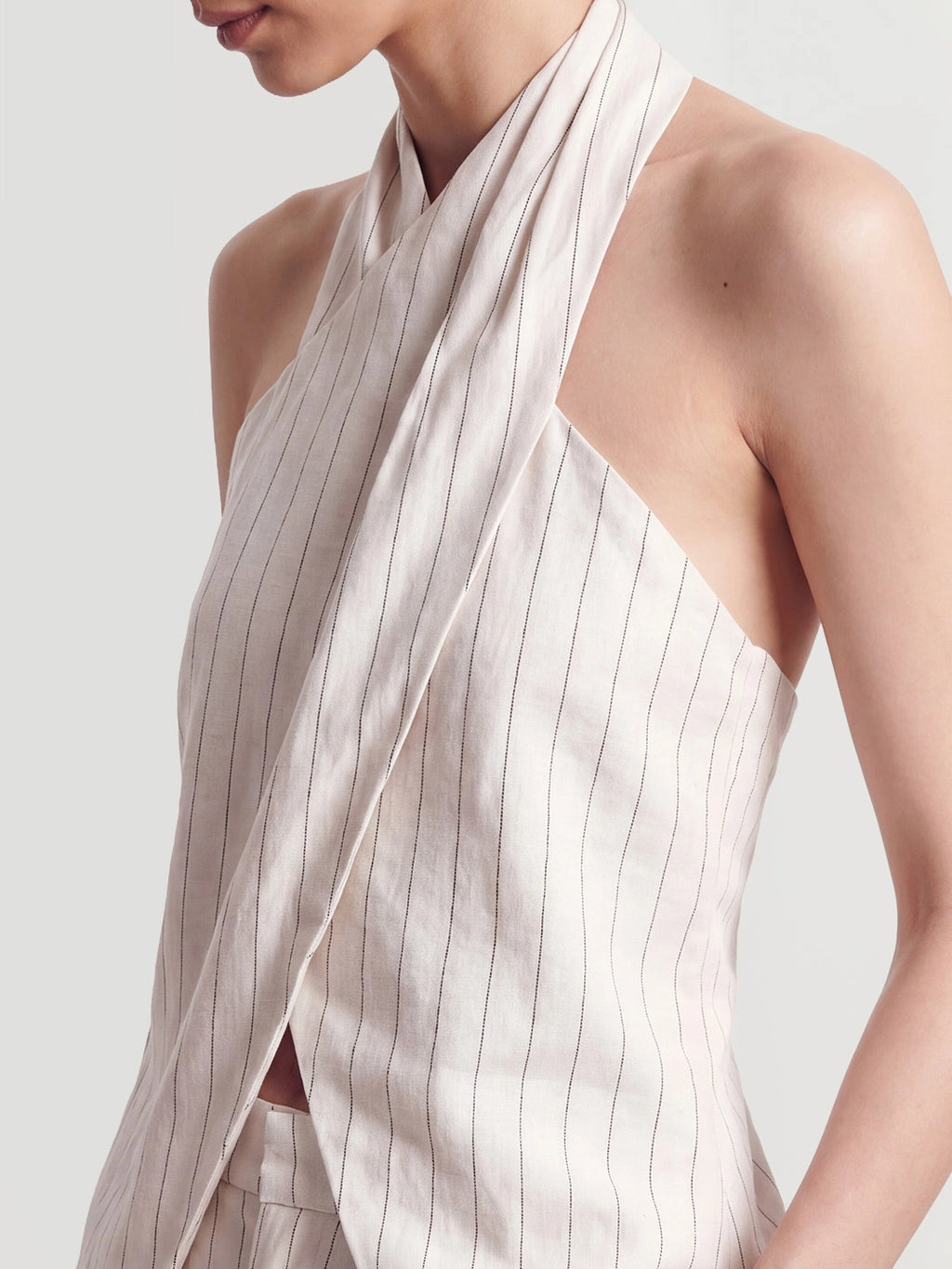 Striped Criss-cross Halter Two-Piece Set