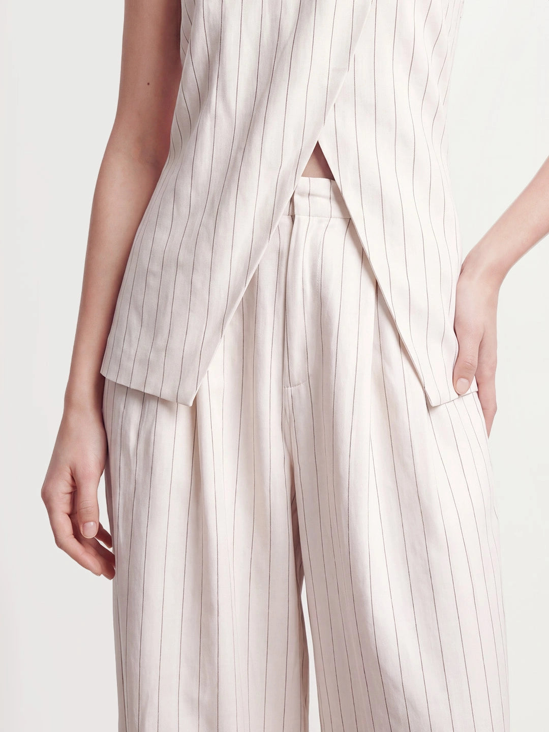 Striped Criss-cross Halter Two-Piece Set