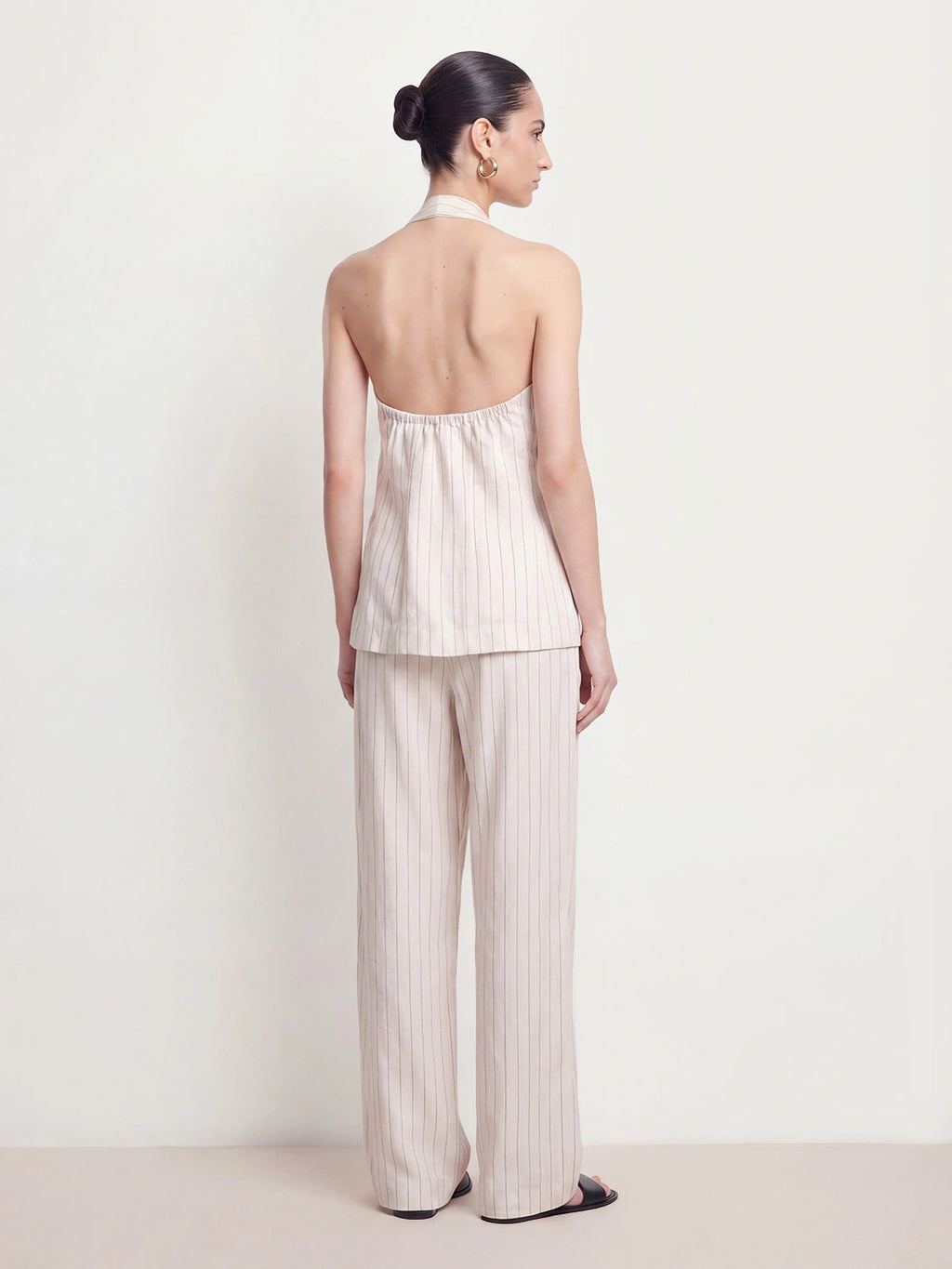 Striped Criss-cross Halter Two-Piece Set