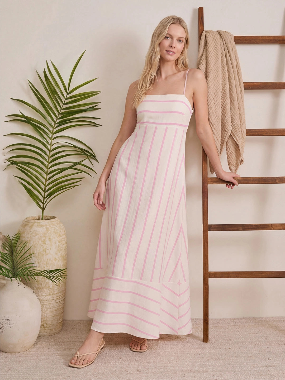 Striped Fit and Flare Maxi Dress Main image