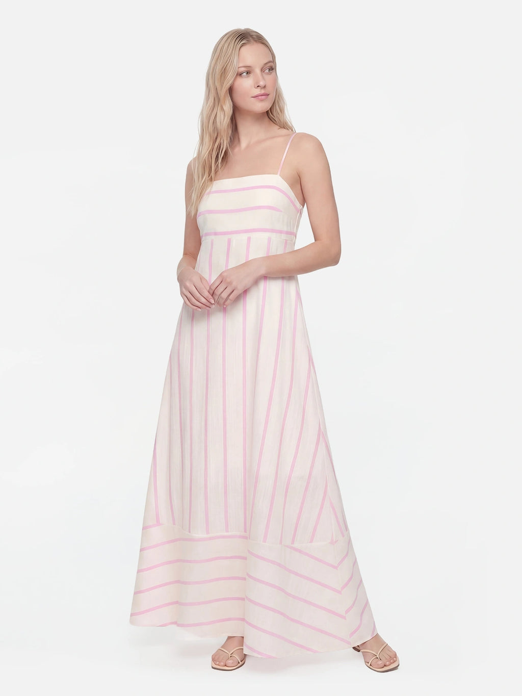 Striped Fit and Flare Maxi Dress