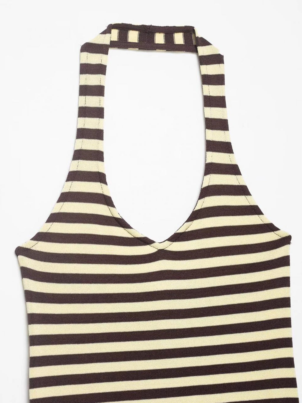 Striped Halter Bodycon Knit Mini Dress