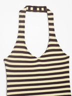 Striped Halter Bodycon Knit Mini Dress