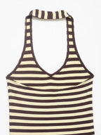 Striped Halter Bodycon Knit Mini Dress