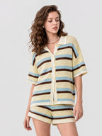 Striped Knit Shorts Two-Piece Set