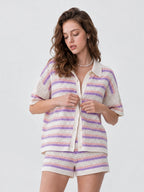Striped Knit Shorts Two-Piece Set
