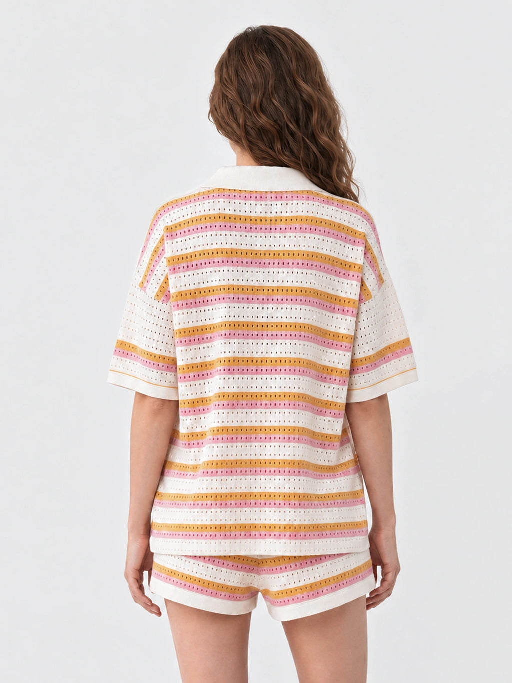 Striped Knit Shorts Two-Piece Set