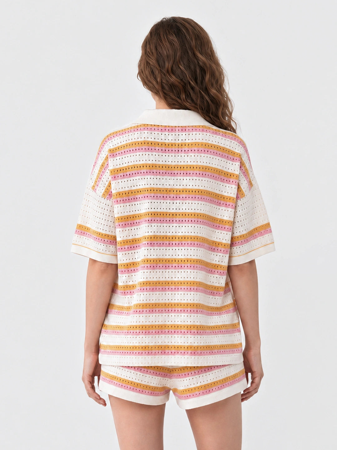 Striped Knit Shorts Two-Piece Set