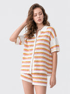 Striped Knit Shorts Two-Piece Set