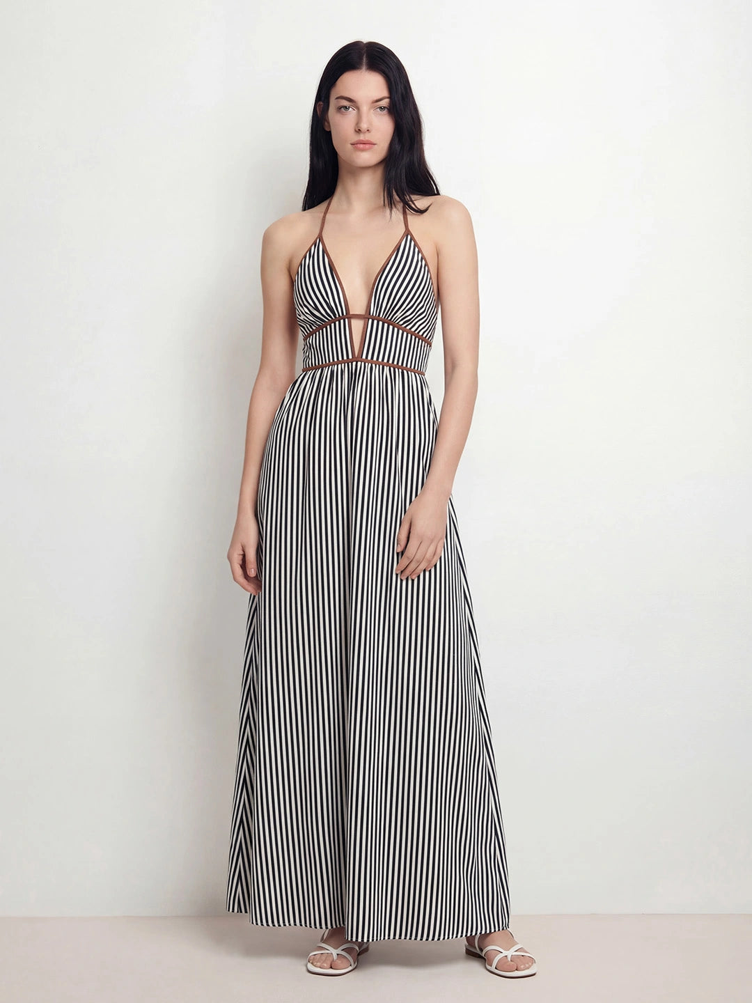 Striped Plunging V-Neck Maxi Dress Secondary image