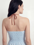 Striped Plunging V-Neck Maxi Dress