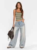 Striped Scoop Neck Slim Fit Tank