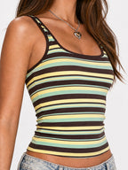 Striped Scoop Neck Slim Fit Tank