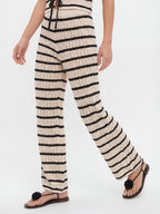 Striped openwork knit trouser sets
