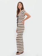 Striped openwork knit trouser sets