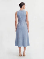 Suede Sleeveless A-Line Midi Dress