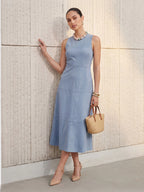 Suede Sleeveless A-Line Midi Dress