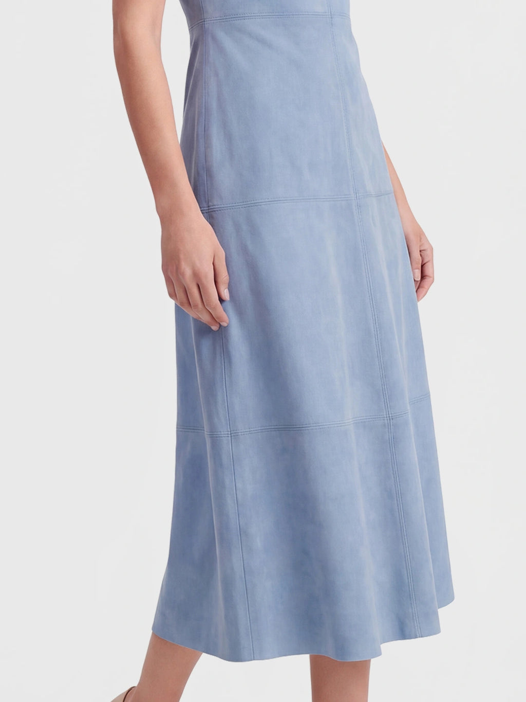 Suede Sleeveless A-Line Midi Dress