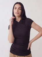 Surplice Ruched Slim Fit Cotton Top