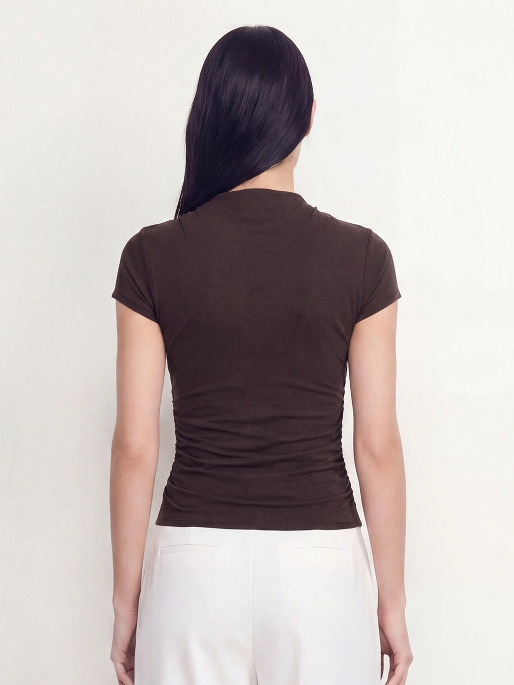Surplice Ruched Slim Fit Cotton Top