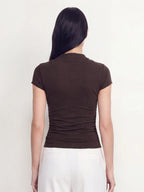 Surplice Ruched Slim Fit Cotton Top