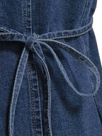 Tie-Back Button Front Denim Mini Dress