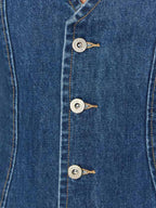 Tie-Back Button Front Denim Mini Dress